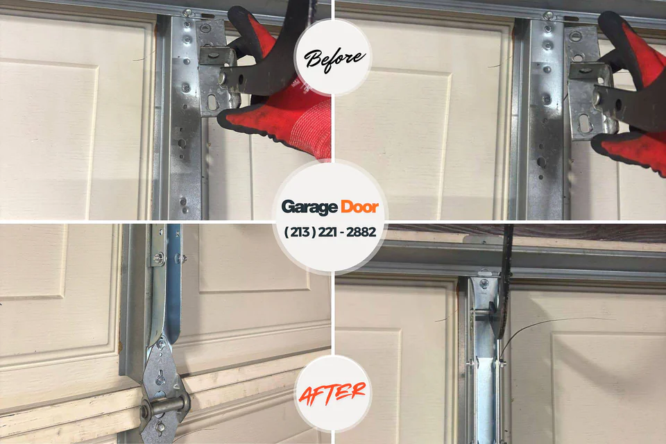 Before and after: garage door repair Cotati, CA